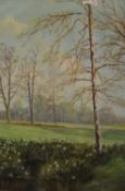 Arnold Prenny Daffodil Time Regent Farm Oil on Board Signed lower right 74cm x 50 cm