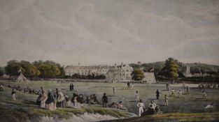 After C. T. Dodd and W. L. Walton `The Cricket Match, Tonbridge School` A coloured print (