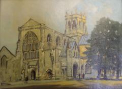 Godwin Bennett (1888-1960) The Abbey, Sherborne Oil on canvas Signed lower left 29cm x 39cm