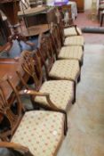 A set of six George III style dining chairs together with two armchairs (8)