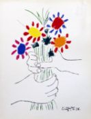 After Pablo Picasso (1881-1973) Floral still lives A pair of polychrome lithographs 65cm x 50cm each