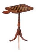 A Regency mahogany and parquetry chequerboard tripod table, circa 1815, the rectangular top with