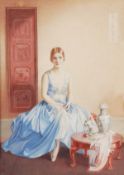 Philip Corree (early 20th century) Young girl in an interior. Watercolour Signed upper right 29 x