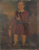 Continental School (19th century) The Portrait of a young boy, holding a bird Oil on canvas 90 x