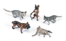 Five various Austrian cold painted bronze models of animals, late 19th/ early 20th century,