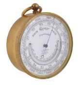 A gilt brass aneroid pocket barometer compendium with altimeter, thermometer, J. Hicks, London,