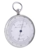A silver cased aneroid pocket barometer, L. Casella, London, late 19th century, the circular