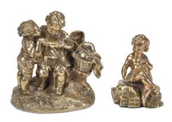A French polished bronze group of a boy and a girl, cast after Jean-Francois-Théodore Gechter (1795