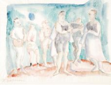 Rudolf Grossmann ( 1882-1941) The Boxers. Watercolour, pen and ink Signed lower left 29cm x 38cm
