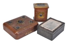 A Victorian tooled leather, copper and brass mounted perfumiere casket, late 19th century, of