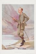 Sir Leslie Matthew Ward "Spy" (1851-1922) The Post-Master General Fly fishing caricature of the Rt.