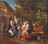 South American School (18th century), Casta scenes, A pair, oil on canvas, Each 65 x 73cm (25 1/2