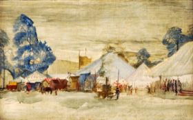 Clifford Frith (20th century), The fair, Harpenden, Oil on panel, Signed lower right, Inscribed on r