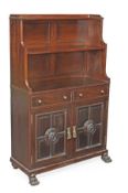 A mahogany side cabinet in 19th century style, bearing a stamp for Maple & Co., upper waterfall