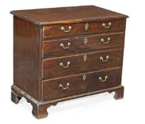 A George III mahogany chest of drawers, circa 1780, four long drawers, bracket feet, 80cm high,