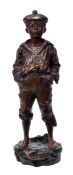 A Continental patinated bronze model of a whistling peasant boy, late 19th century, cast after