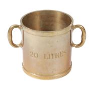 * A brass twenty-litre capacity measure W. and T. Avery, Birmingham, late 19th century Of