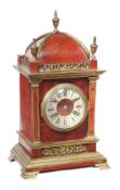 A French gilt brass mounted tortoishell small mantel clock Unsigned, late 19th century The eight-day