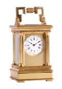 A French gilt brass miniature carriage timepiece Unsigned, circa 1900 The eight-day movement with