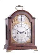 A George III small mahogany table clock Paul Rimbault, London, circa 1800 The five pillar twin chain
