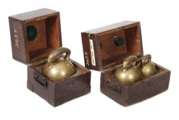 * Three brass Imperial standard ball weights Bate, London, dated 1824. Each cast with loop handle