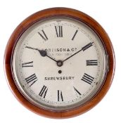 A mahogany fusee dial wall timepiece. Joyce, Whitchurch for Robinson and Co., Shrewsbury, late