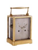 An early French gilt brass carriage clock in one-piece case Devaulx, Paris, circa 1840 The eight-day