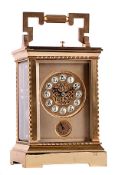 A gilt brass petit sonnerie striking carriage clock with push-button repeat and alarm Bearing a
