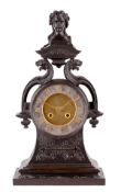 A French patinated bronze mantel clock Unsigned, circa 1880 The eight-day countwheel bell striking