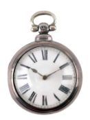 A Victorian silver pair-cased verge fusee pocket watch George Heater, Wantage, 1859 The gilt full-