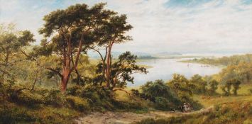 Carl Brennir (1850-1920). Estuary scene, Oil on canvas, 56 x 111cm (22 x 43 3/4in).