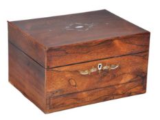 A Victorian rosewood, mother-of-pearl and brass marquetry dressing case, third quarter 19th