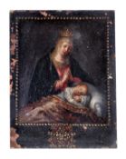 Spanish School (18th century). Madonna and Child, Oil on copper, 13 x 10cm (5 x 4in). Provenance: