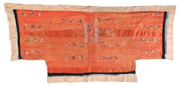 An embroidered Chinese silk skirt, woven with floral designs, 19th century. Provenance: The