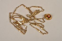A muff chain composed of facetted batons with entwined link connections. on a swivel clasp, 126 cm