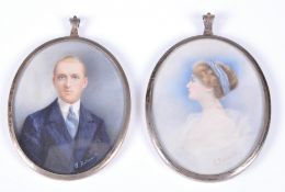 P. Netterville (early 20th century), a pair of portrait miniatures of a lady and a gentleman, each