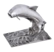 Garrard, a silver filled model of a salmon by Garrard & Co. Ltd, London 1989, modelled leaping from