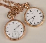 A 9 carat gold pocket watch by Everite, with white dial, black Roman numerals and spade hands, the