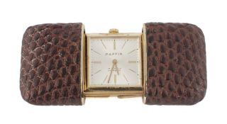 Mappin, a 1930s gold plated purse watch, the two piece square case with silver dial signed `Mappin`