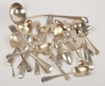 A collection of silver Old English flatware, various mainly George III makers and dates, mainly