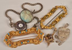 Two 20th century buckles, along with a small quantity of jewellery, including: a set of six Arts