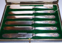 A set of six silver shell pattern fruit knives by Yates Brothers, Sheffield 1905, 17.5cm long, in a