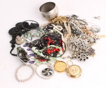 * A quantity of costume jewellery, including; bracelets; bangles; beads; rings; and freshwater