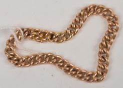 A rose coloured curb link bracelet, stamped `15c`, 16g