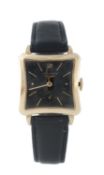 Longines, a 1940s gold wristwatch, no. A71280, the American two piece square case stamped `14k`