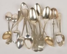 A set of six Victorian silver fiddle pattern tea spoons by Samuel Hayne & Dudley Cater, London