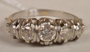 A diamond five stone ring, with graduated claw set diamonds, approximately 0.65 carats total,