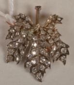 A late 19th century diamond brooch pendant, designed as a maple leaf with open set old -cut