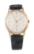 Tissot, a gentleman`s 1950s gold wristwatch, no. 48392/78, the two piece case stamped `14k` with