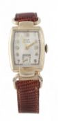 Elgin, De Luxe, a gold filled wristwatch, circa 1939, no. 492213, the two piece tonneau case with